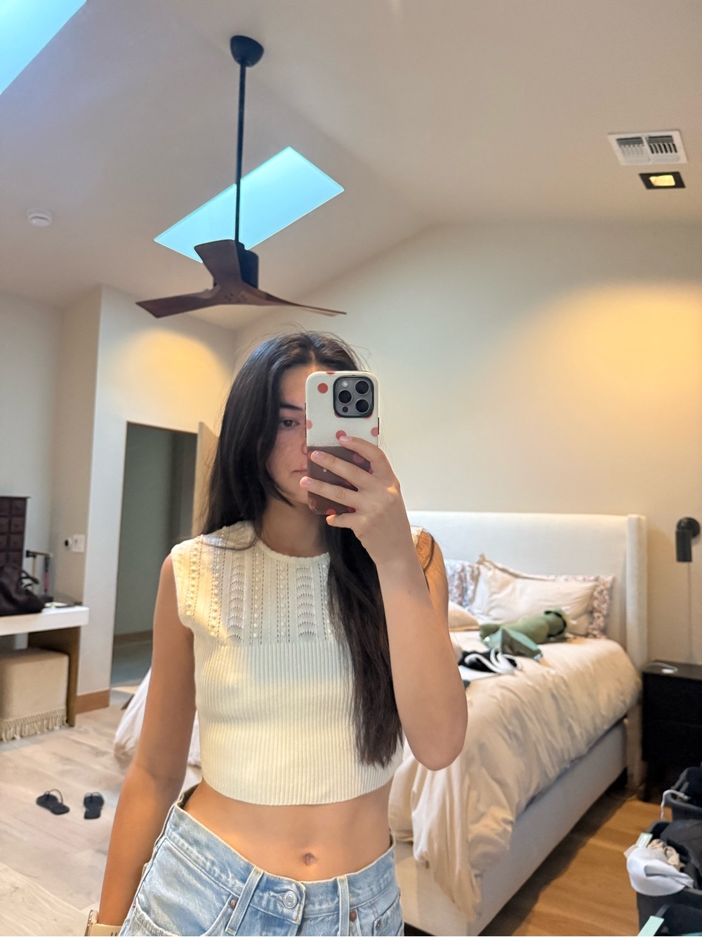 Free people cream knit cropped tank size small